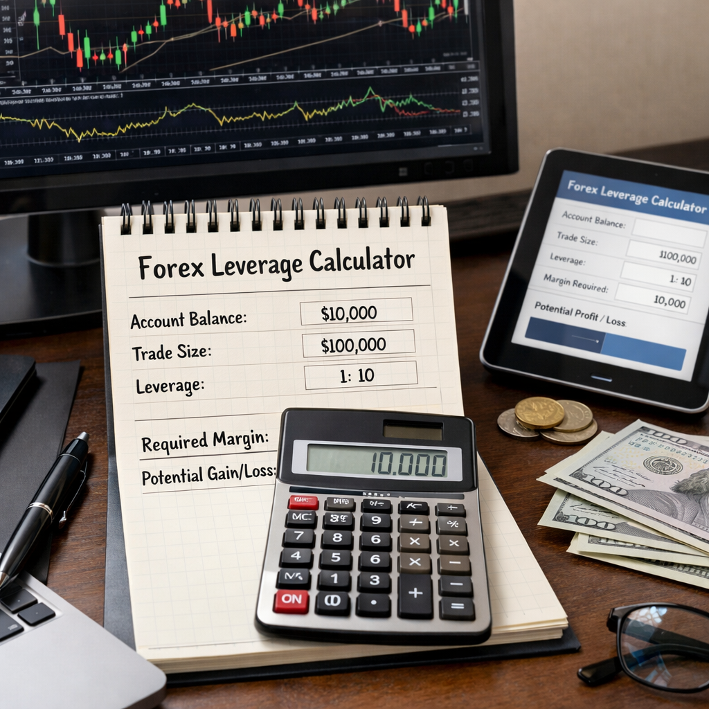A photorealistic image related to forex-leverage-calculator. Alt: forex-leverage-calculator
