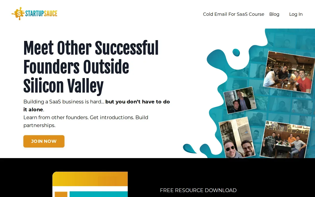 Screenshot of the StartupSauce website