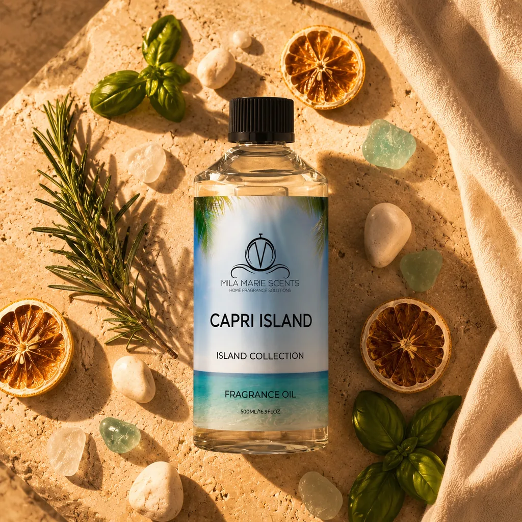 Capri Island: visual reference for 5. Capri Island | Lime & Bergamot · Coconut & Coastal Florals · Vetiver & Patchouli