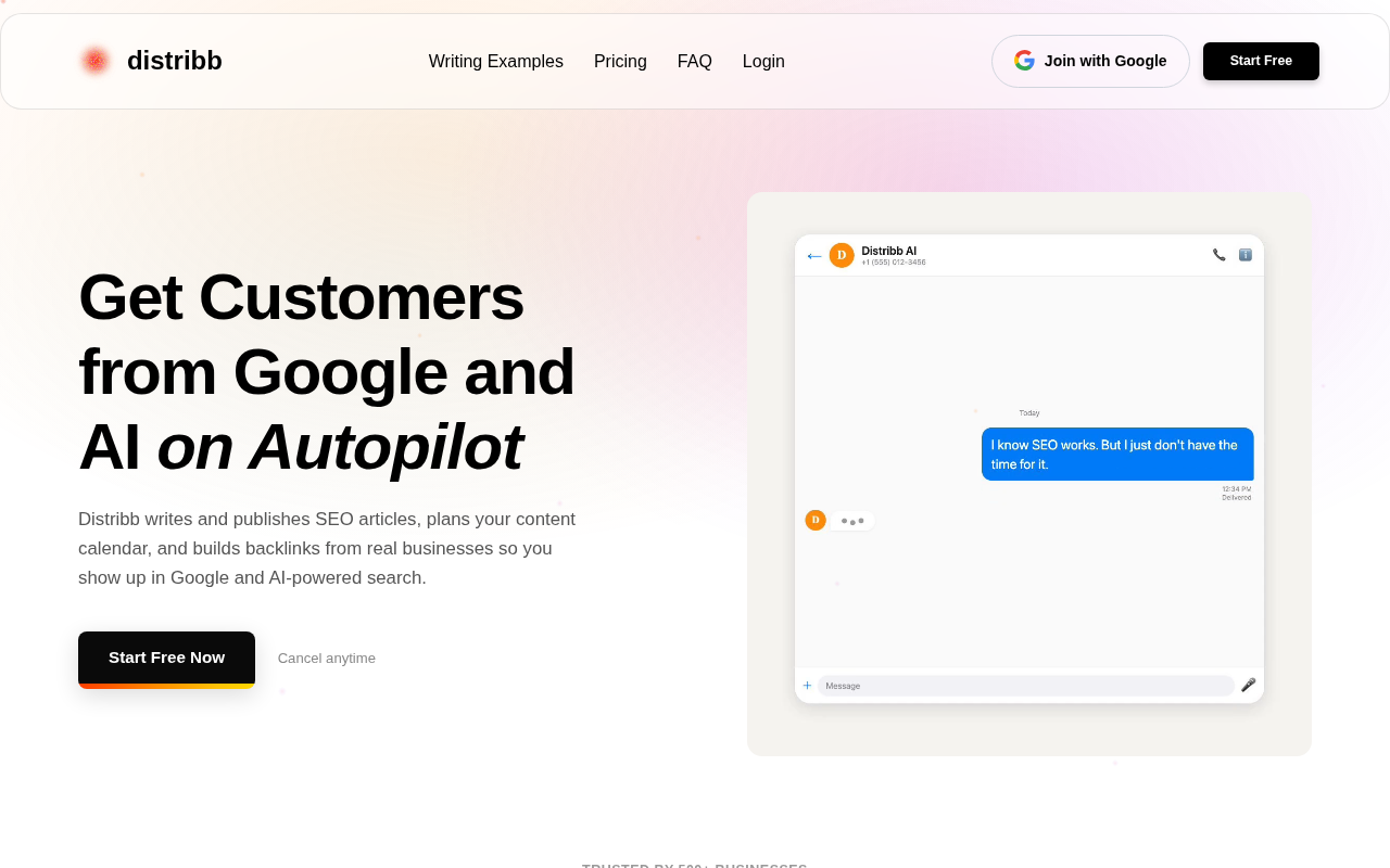 Distribb homepage screenshot