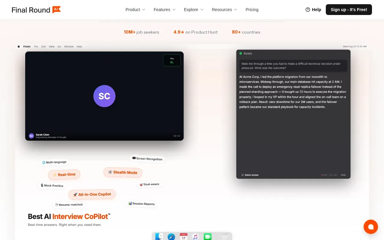 Screenshot of the Final Round AI website