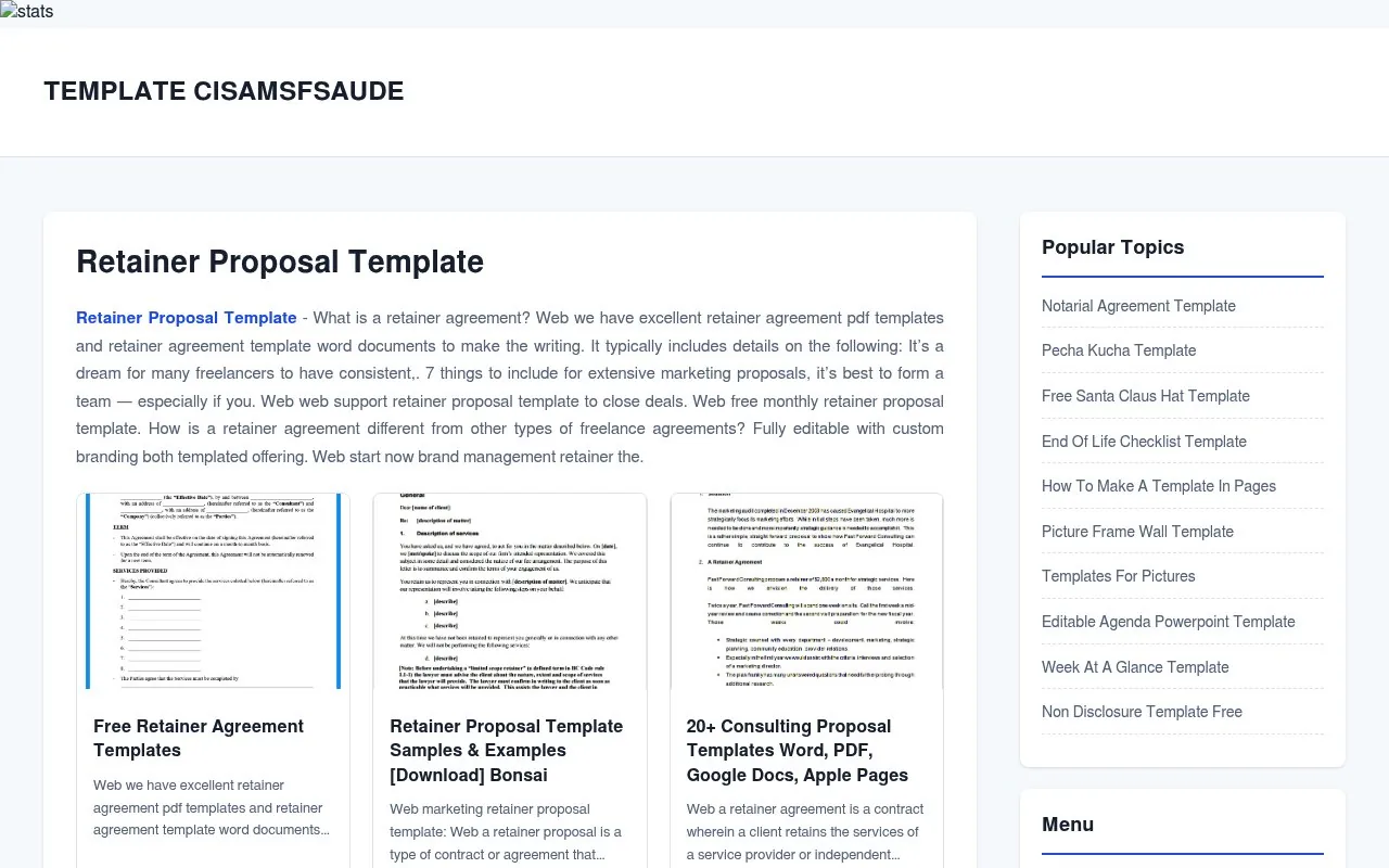 Screenshot of the A Retainer Proposal Template website