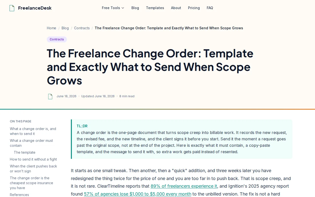 Screenshot of the FreelanceDesk website