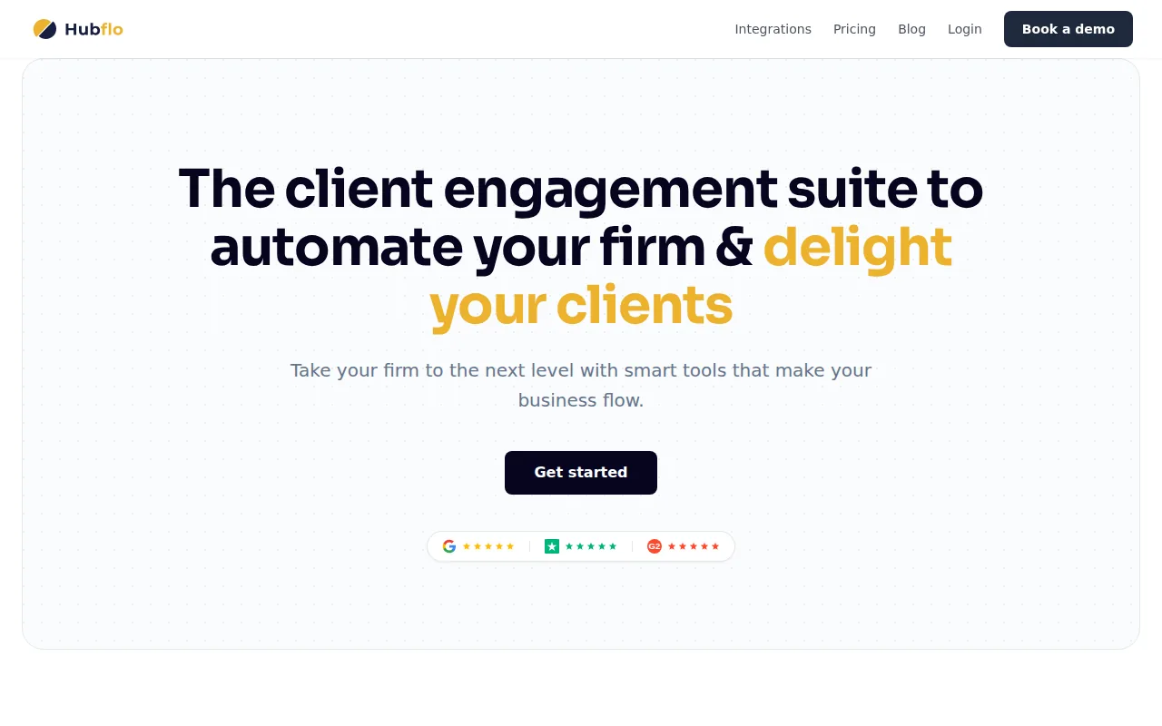 Screenshot of the Hubflo website