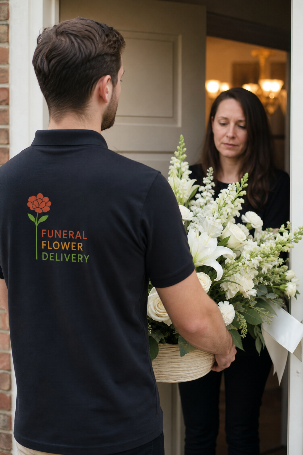 A photorealistic image related to funeral-flower-delivery. Alt: funeral-flower-delivery