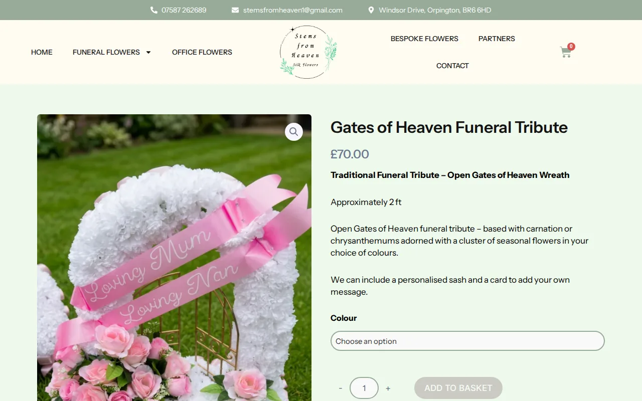 Screenshot of the Stems From Heaven website