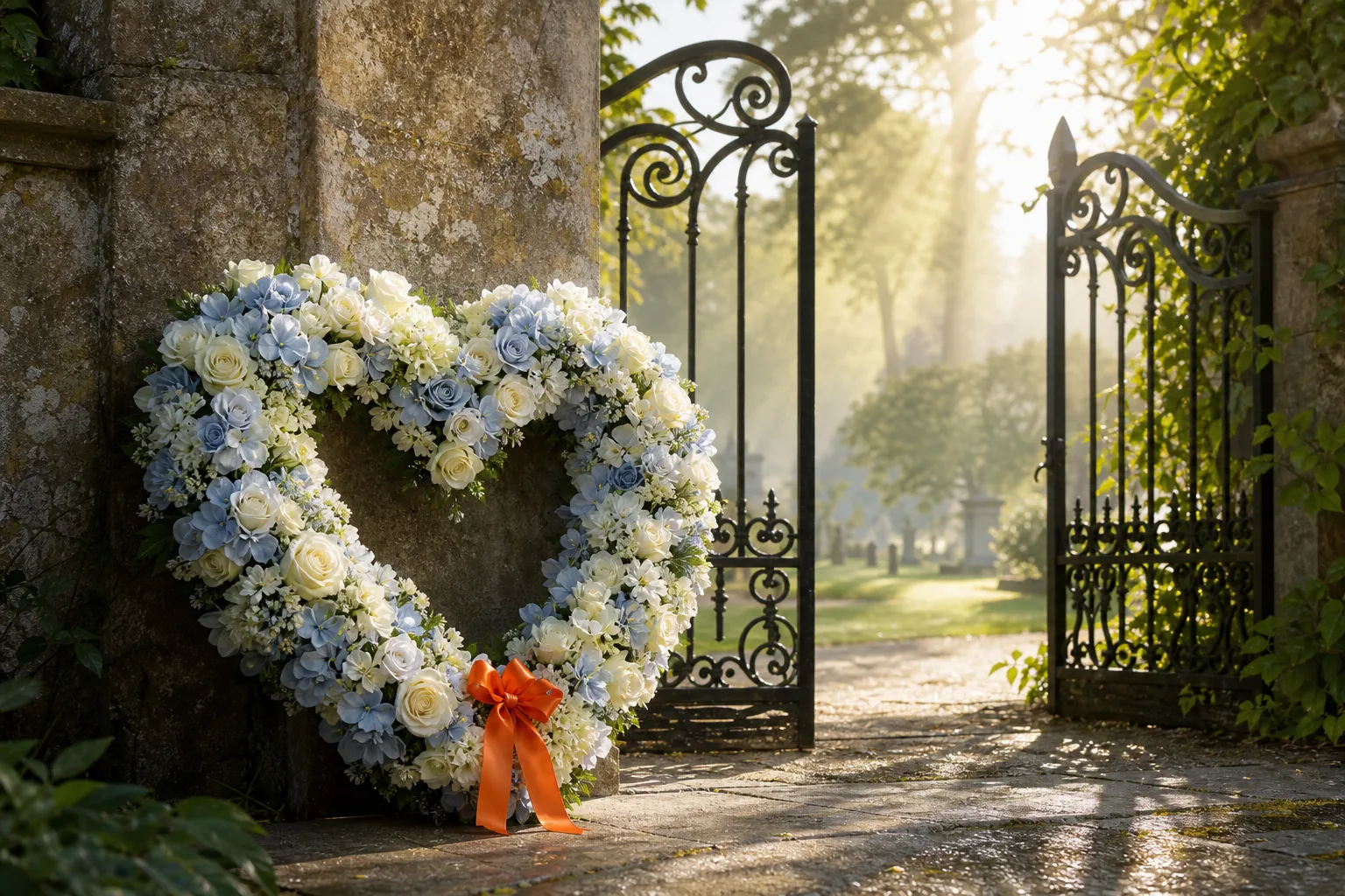 Heart-shaped personalised memorial wreath for a Sevenoaks funeral tribute