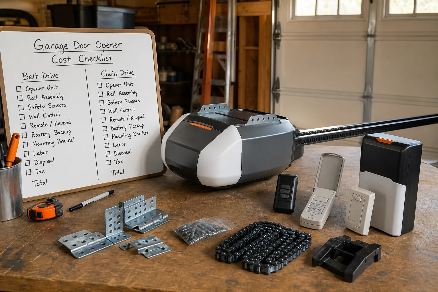 garage door opener cost checklist for belt versus chain drive
