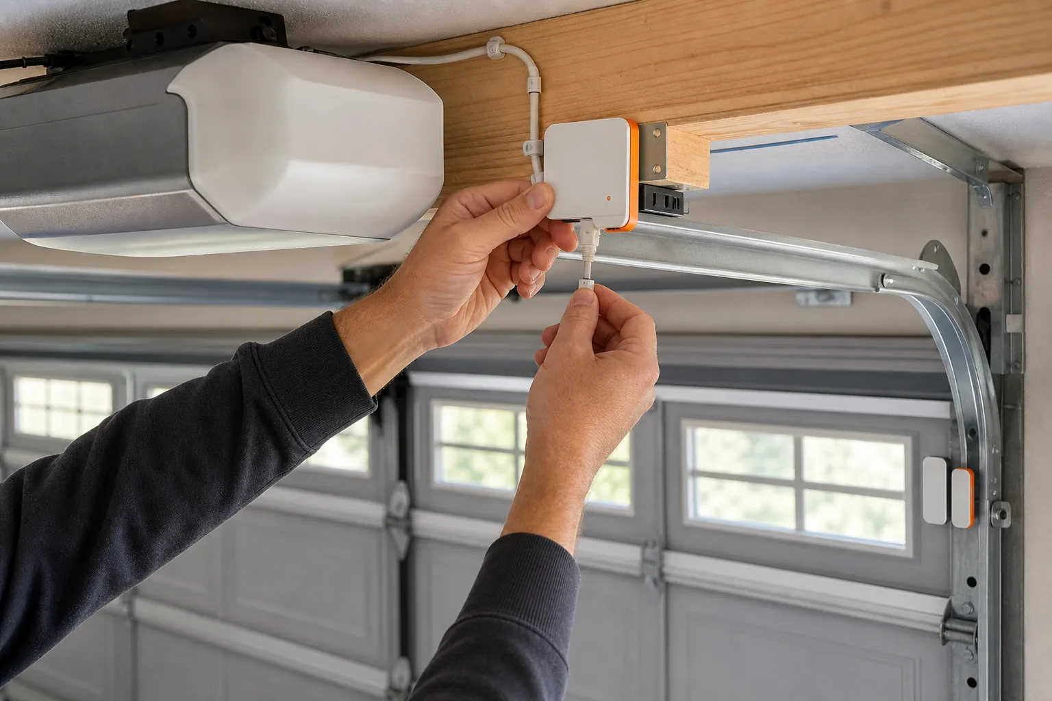 installing a smart garage door controller and door position sensor