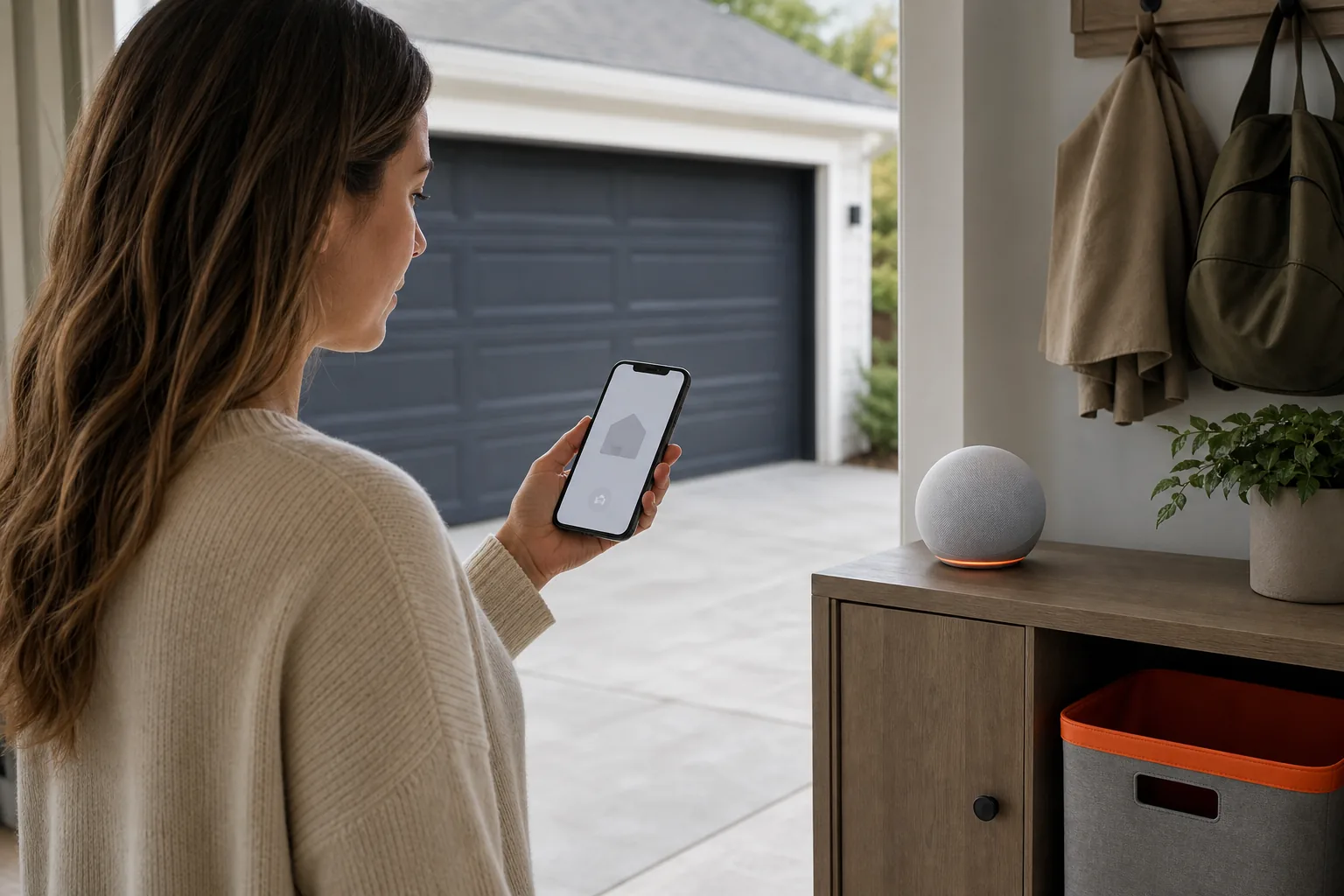 secure garage door voice assistant and smartphone access setup