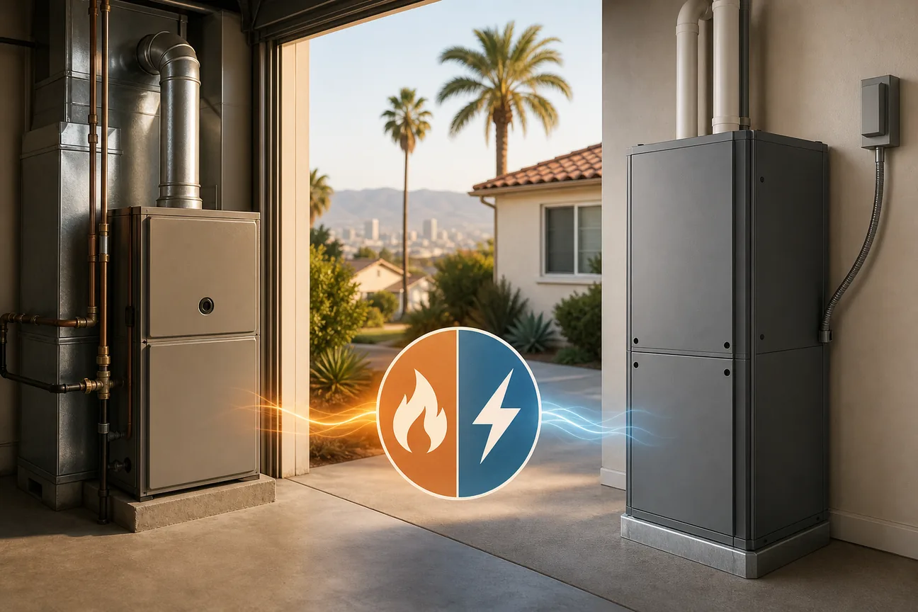 Editorial illustration for Gas Furnace vs Electric Furnace: Best Options for CA Homes