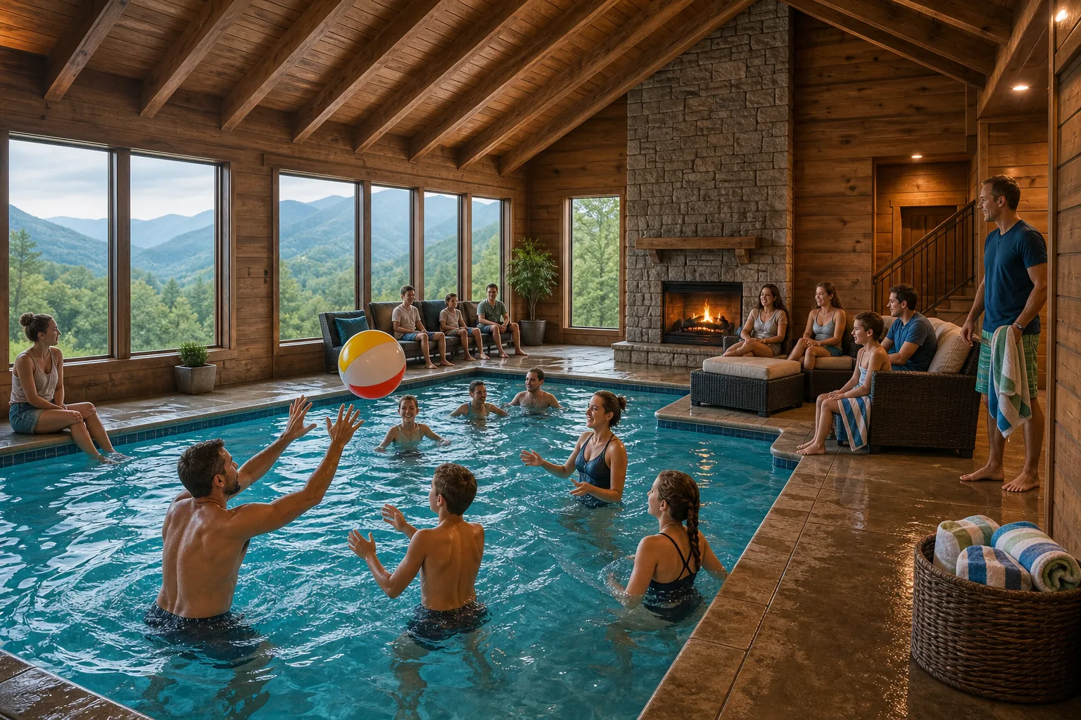 Illustration for Wet Feet Retreat: A Spacious Private Pool Cabin for Large Groups