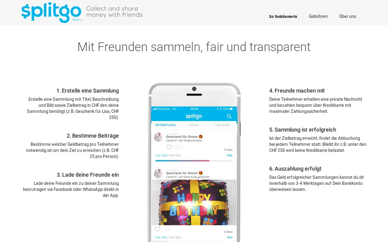Screenshot of the SplitGo website