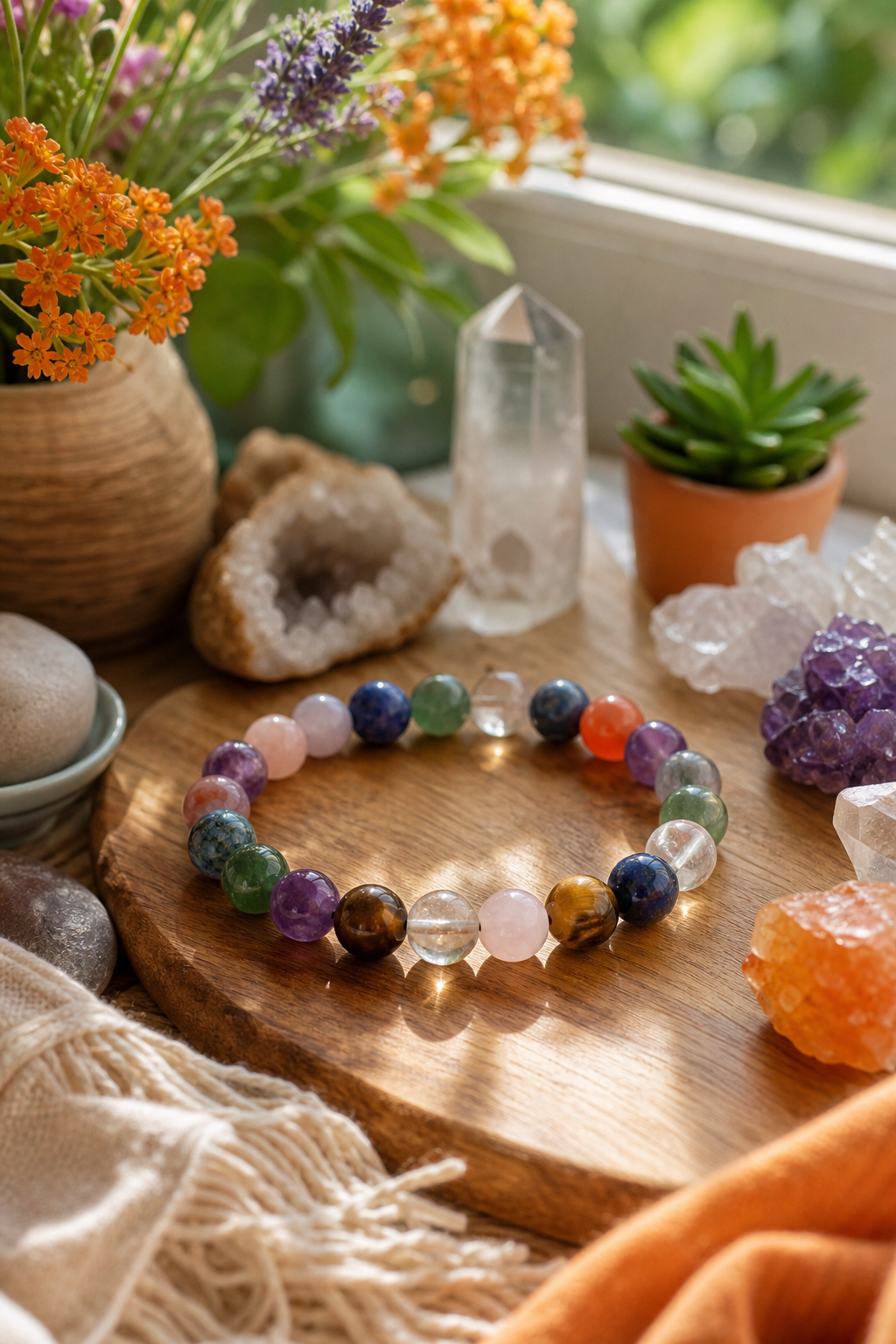 A photorealistic image related to gemstone-bracelet-meanings. Alt: gemstone-bracelet-meanings