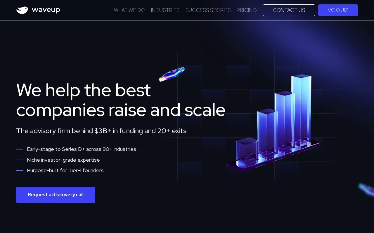 Screenshot of the Waveup website