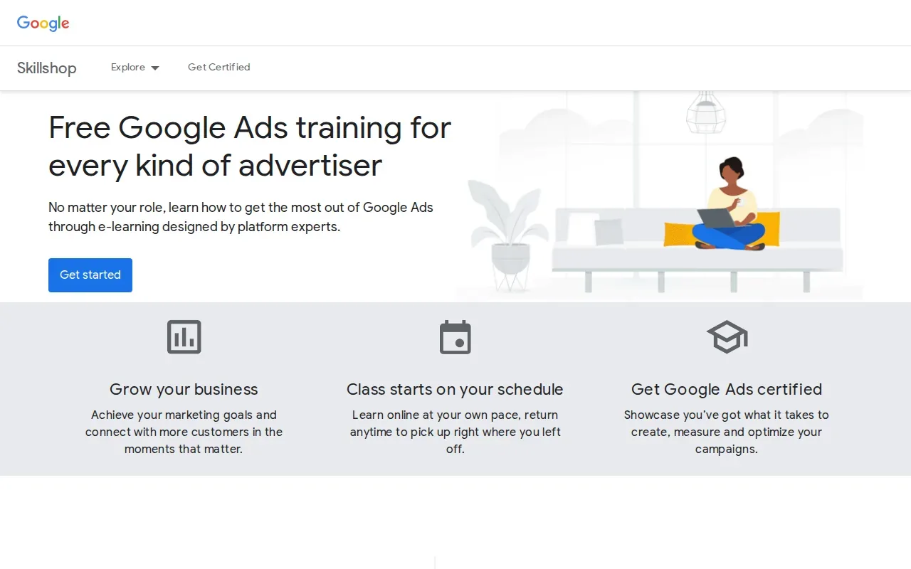 Screenshot of the Skillshop by Google website