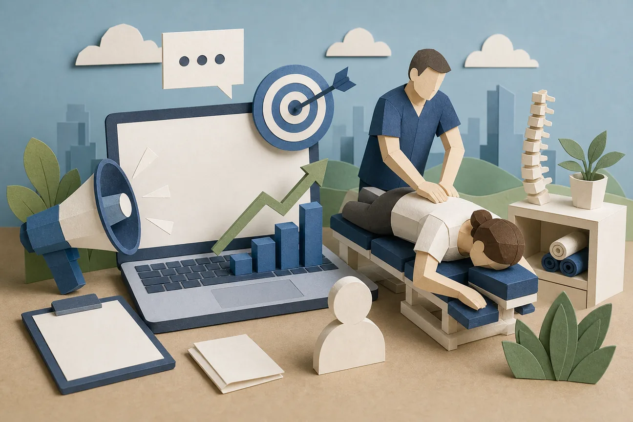 Papercraft illustration of Best Google Ads for Chiropractors: 6 Tools