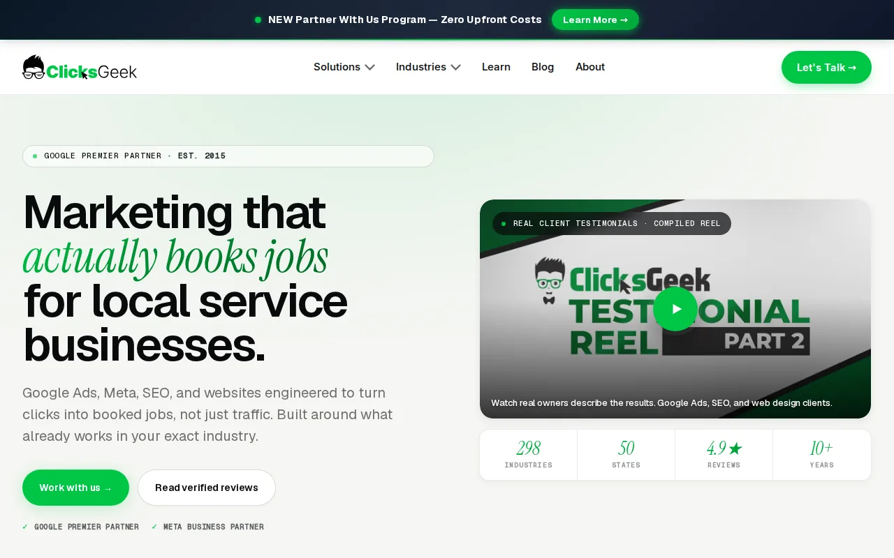 Screenshot of the Clicks Geek website