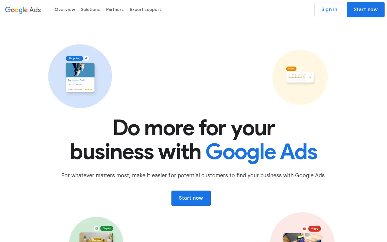 Screenshot of the Google Ads website