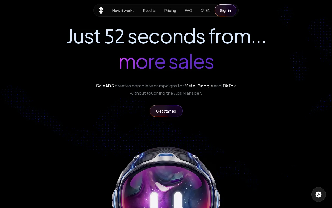 Screenshot of the SaleADS.ai website