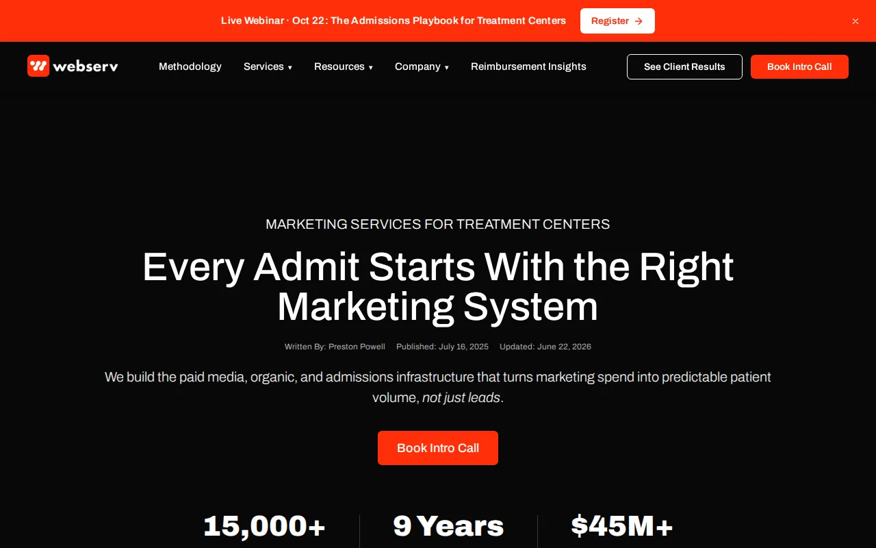 Screenshot of the Webserv website