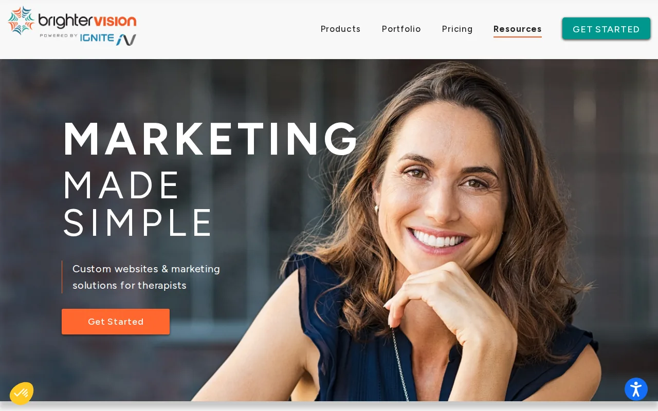 Screenshot of the Brighter Vision website