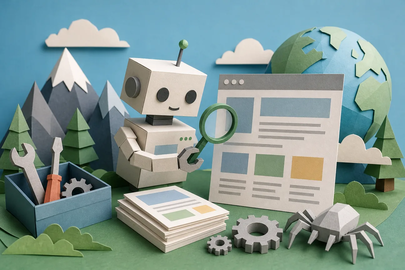 Papercraft illustration of Best Googlebot Simulator Tools for Testing Pages