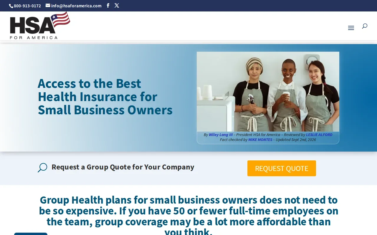 Screenshot of the HSA for America website