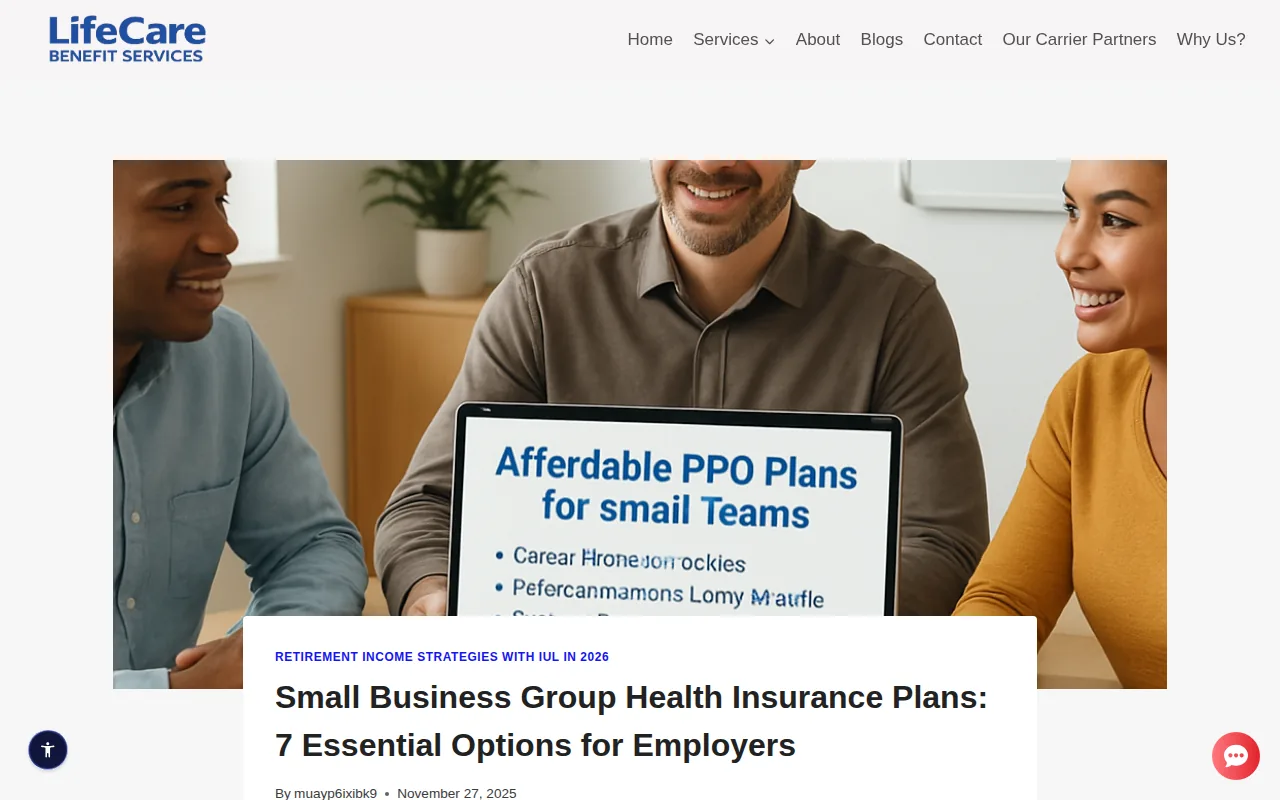 Screenshot of the Life Care Benefit Services website