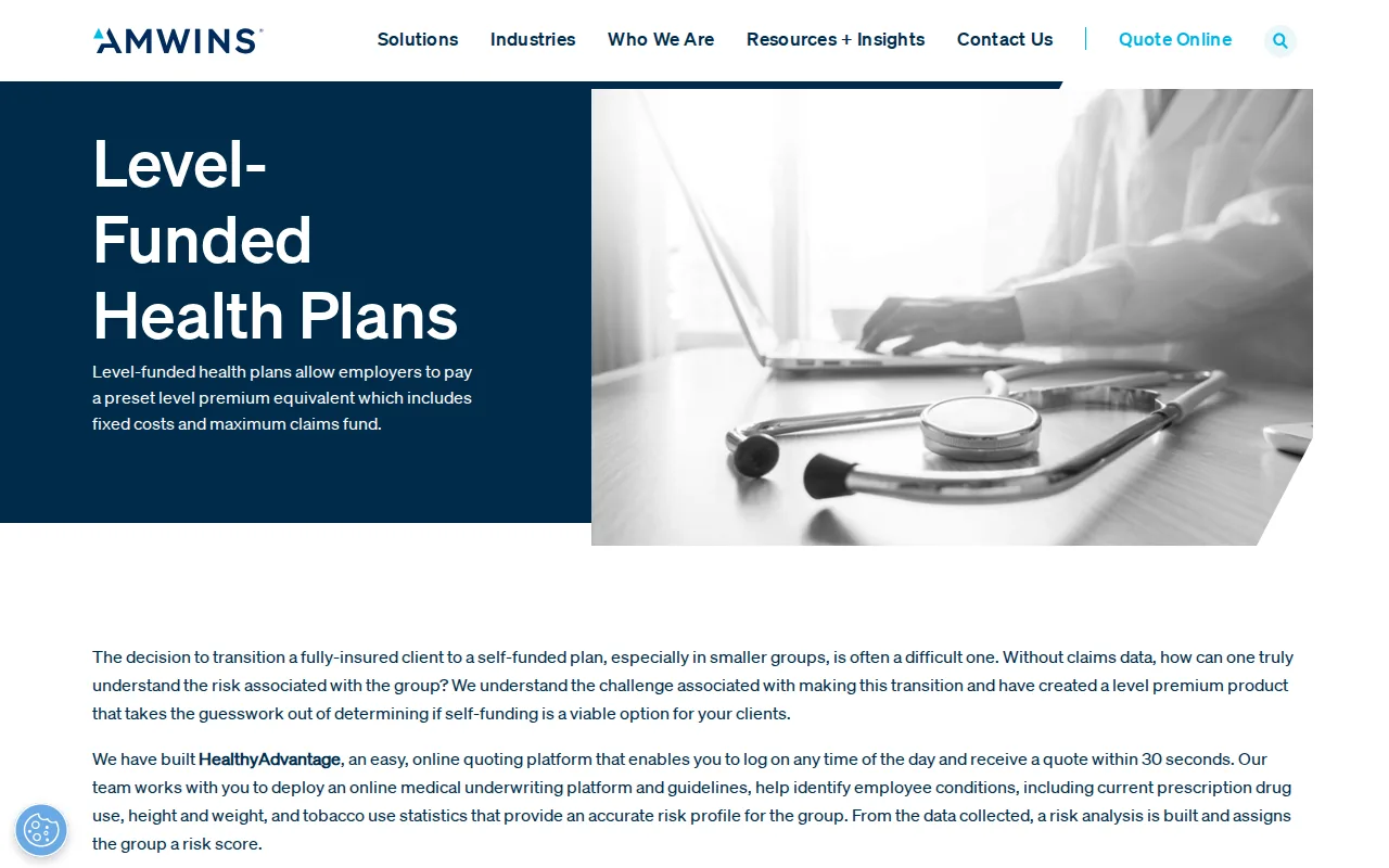 Screenshot of the Level-Funded Plans website