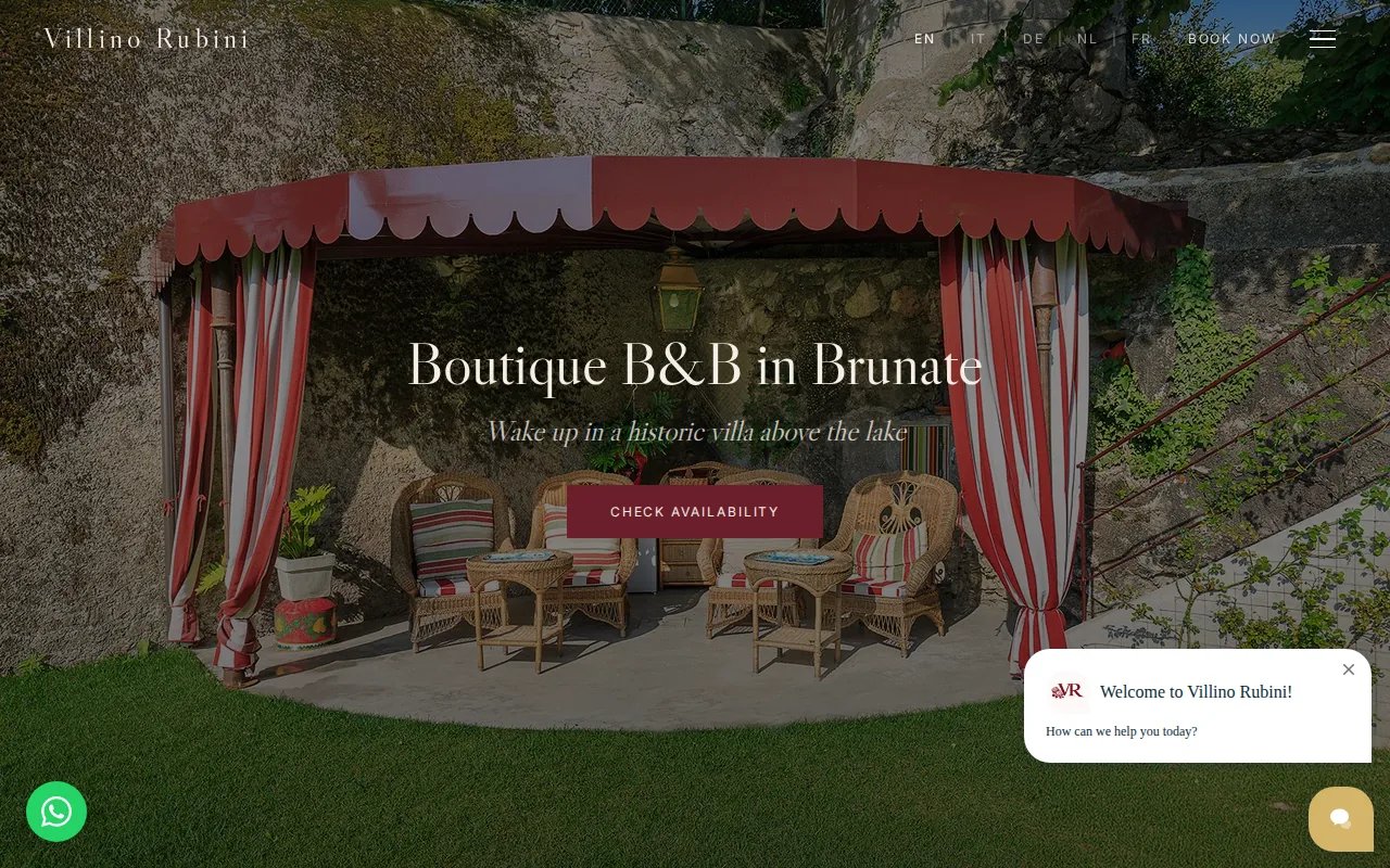 Screenshot of the B&B Stays at Villino Rubini website