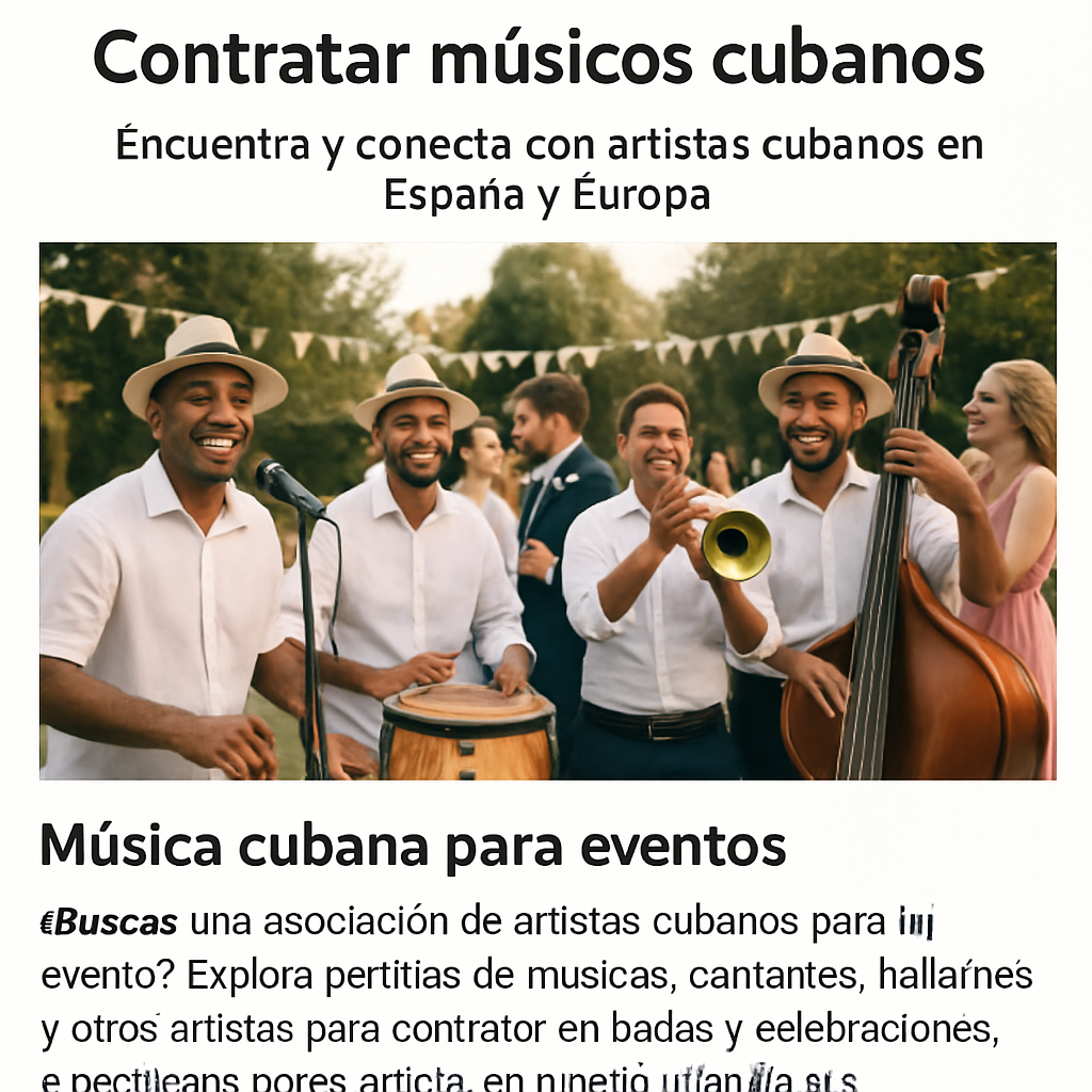 A lively scene of a salsa band playing at an outdoor wedding, with the musicians smiling and guests dancing. Alt: grupo de salsa para eventos en una boda al aire libre con ambiente festivo.