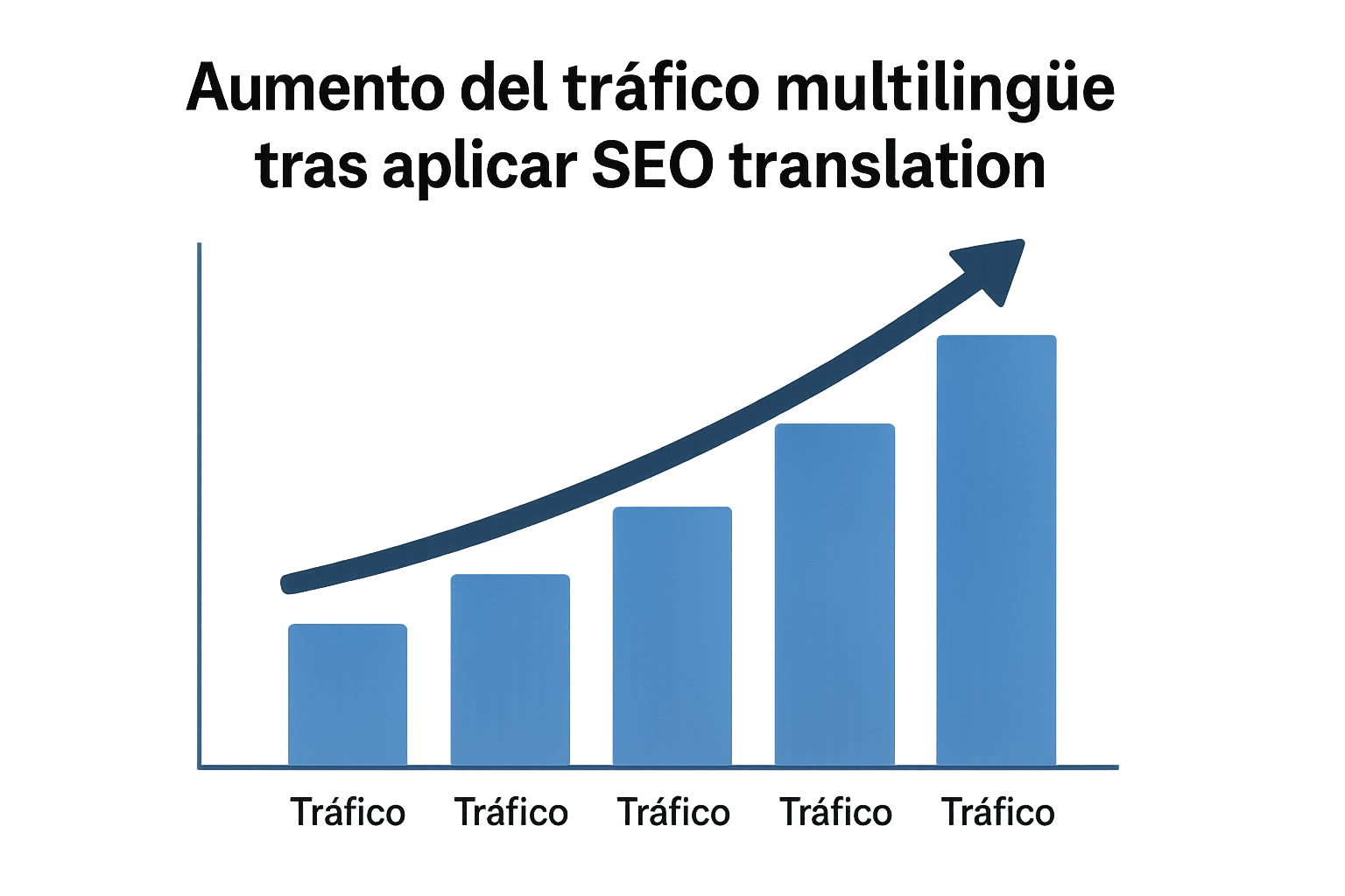 Un gráfico mostrando el aumento del tráfico multilingüe tras aplicar SEO translation.