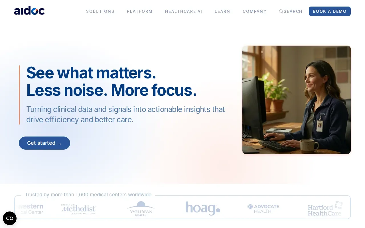 Screenshot of the Aidoc website