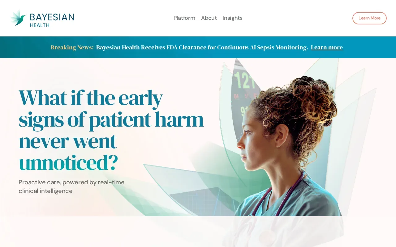 Screenshot of the Bayesian Health website