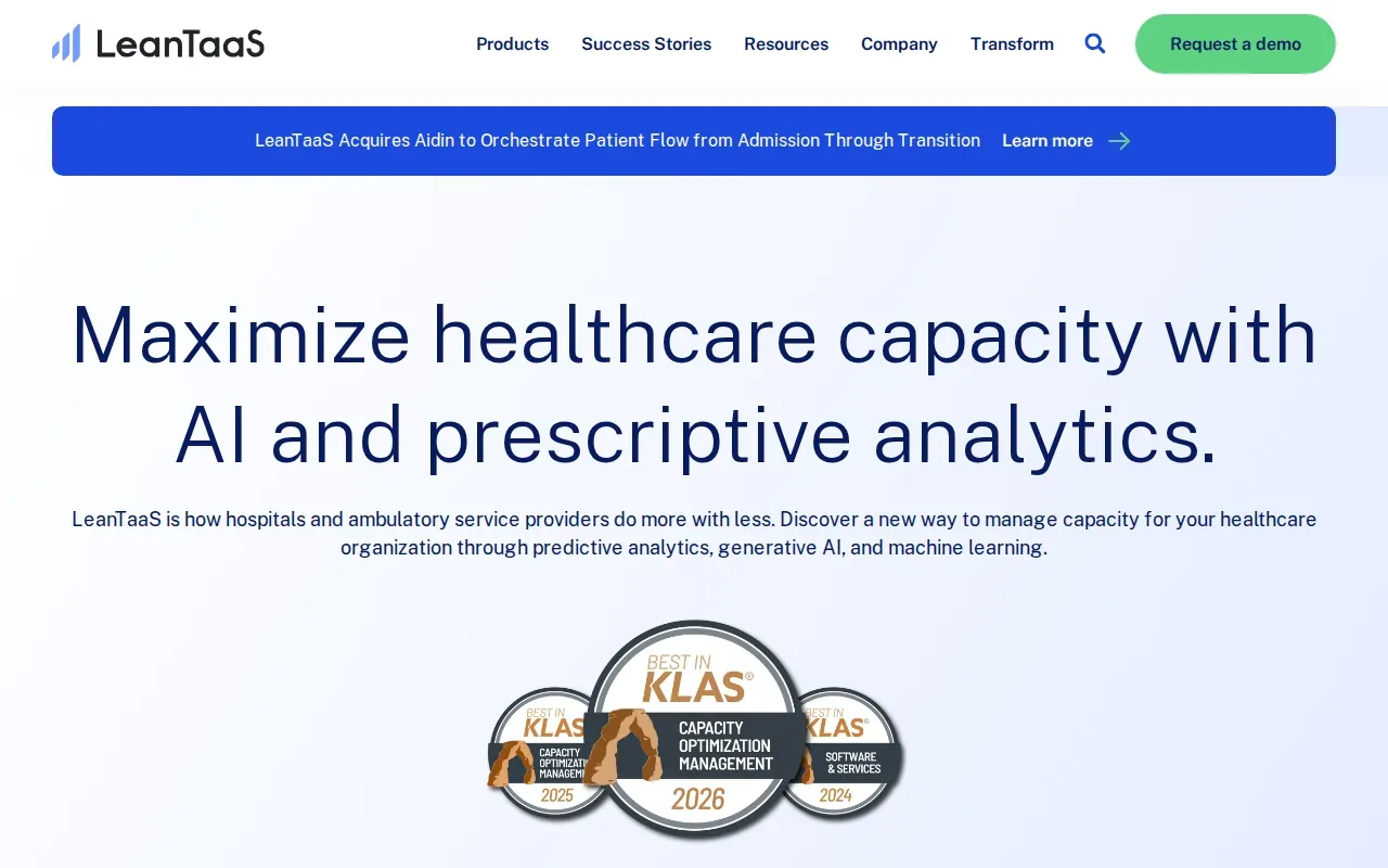 Screenshot of the LeanTaaS website