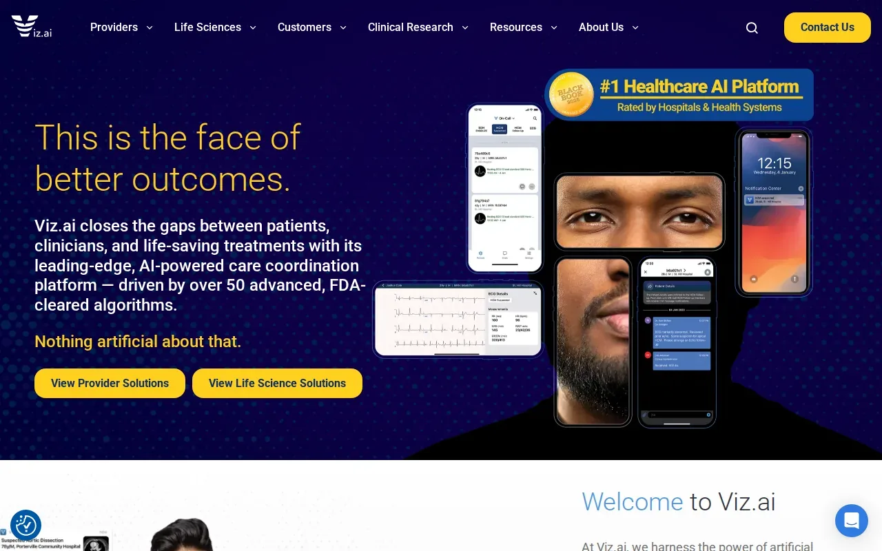 Screenshot of the Viz.ai website