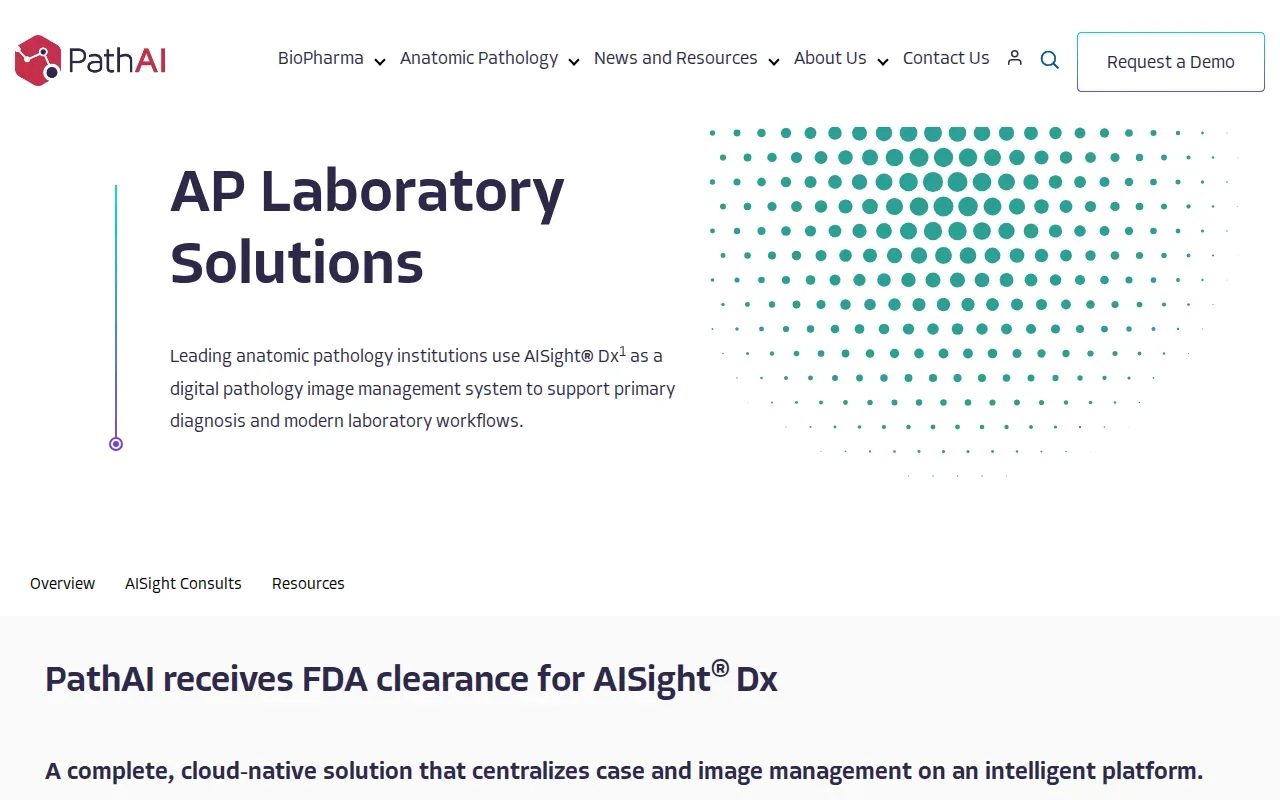 Screenshot of the AISight Dx by PathAI website