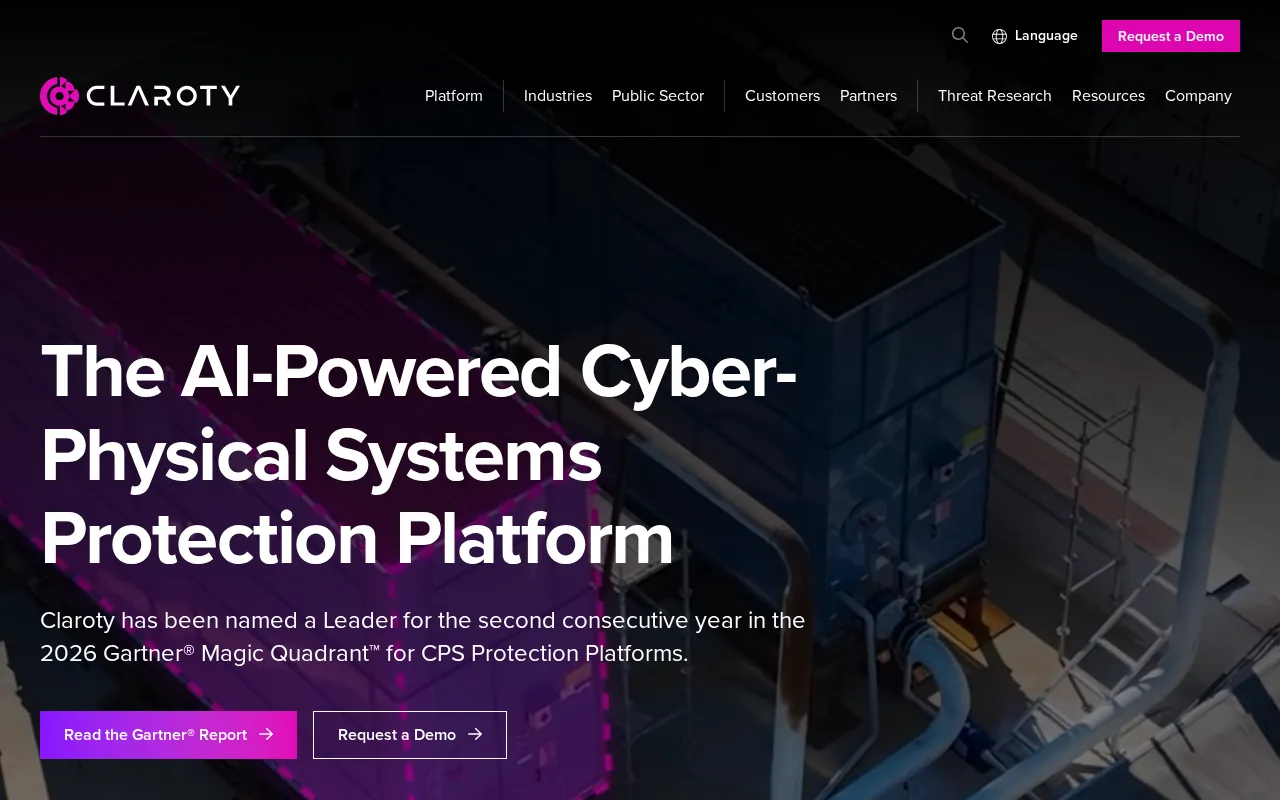 Screenshot of the Claroty website