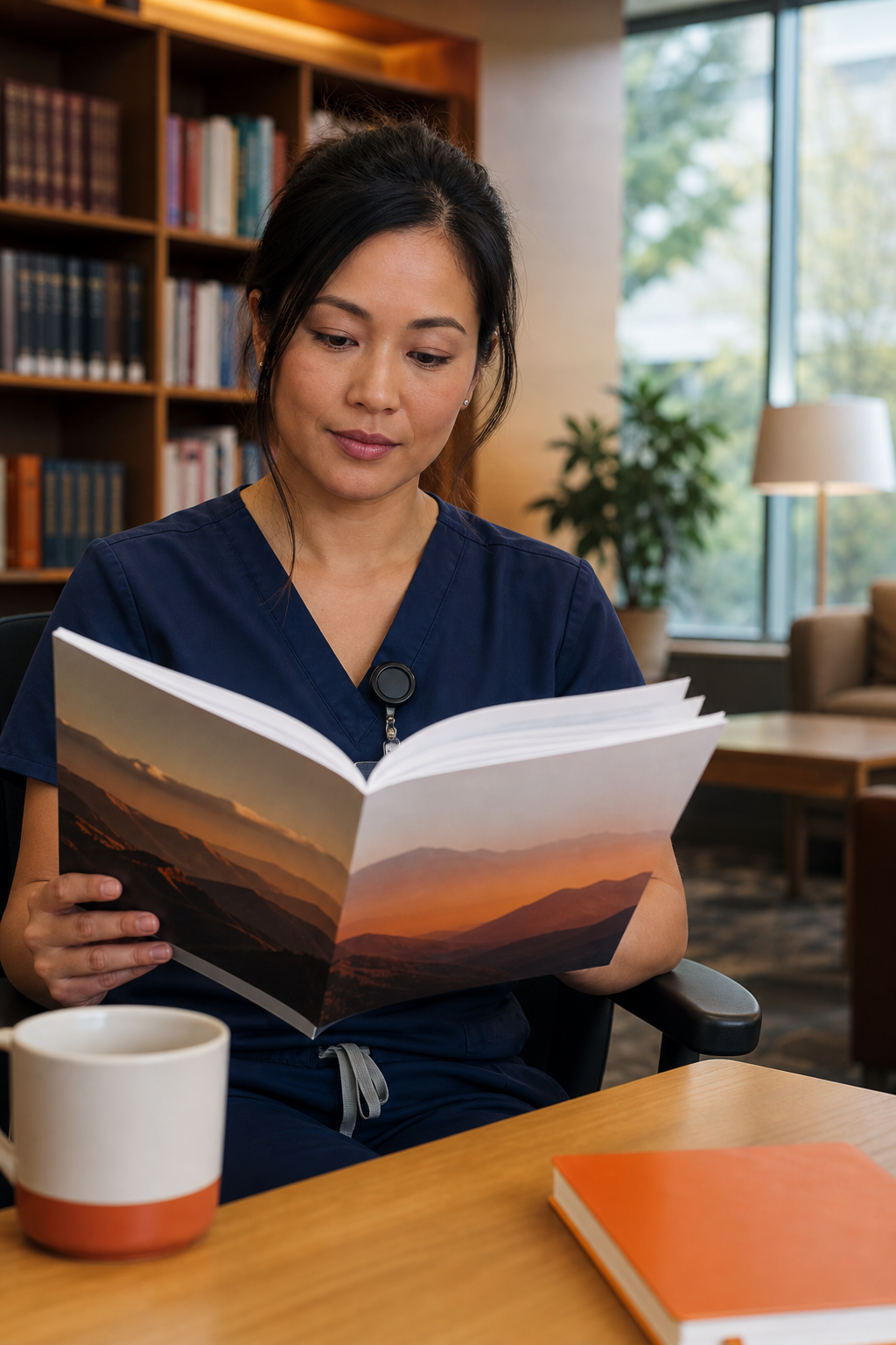 Close-up of a hand writing goals on a worksheet, with a stethoscope nearby, cinematic depth of field. Alt: Setting resilience goals on a worksheet for healthcare providers.