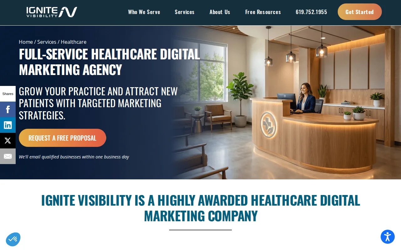 Best Healthcare SEO Agencies in 2026 4 Screenshot of the Ignite Visibility website