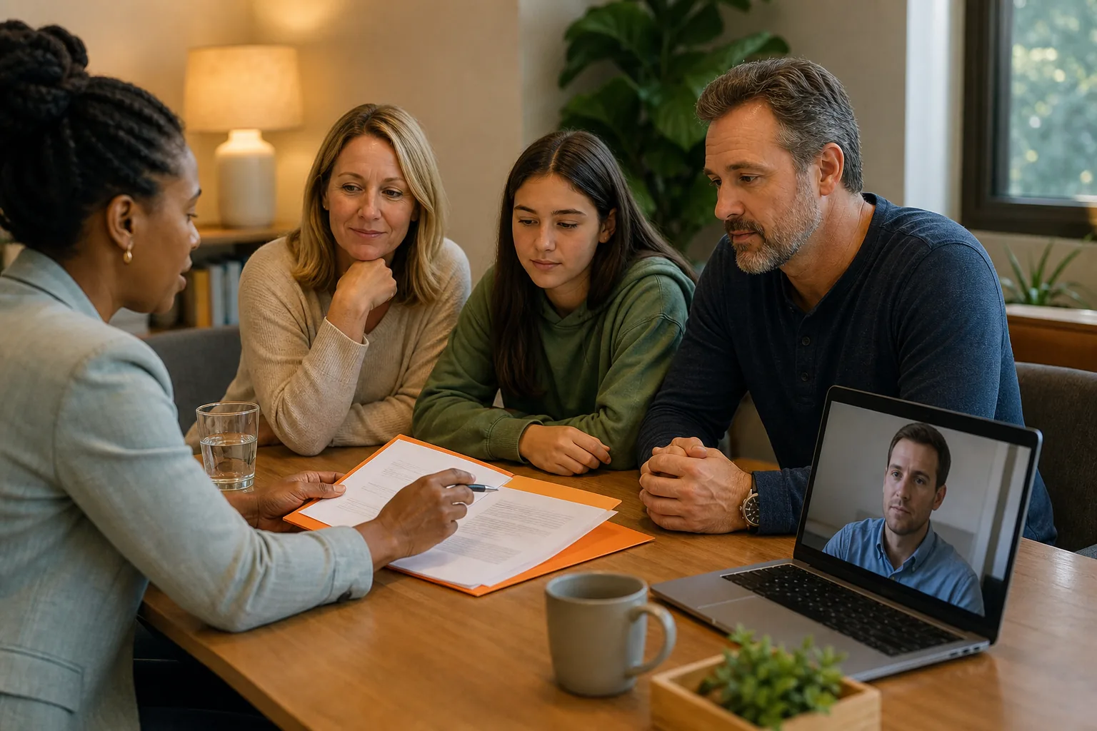 family reviewing an evidence-informed therapy plan for high conflict dynamics