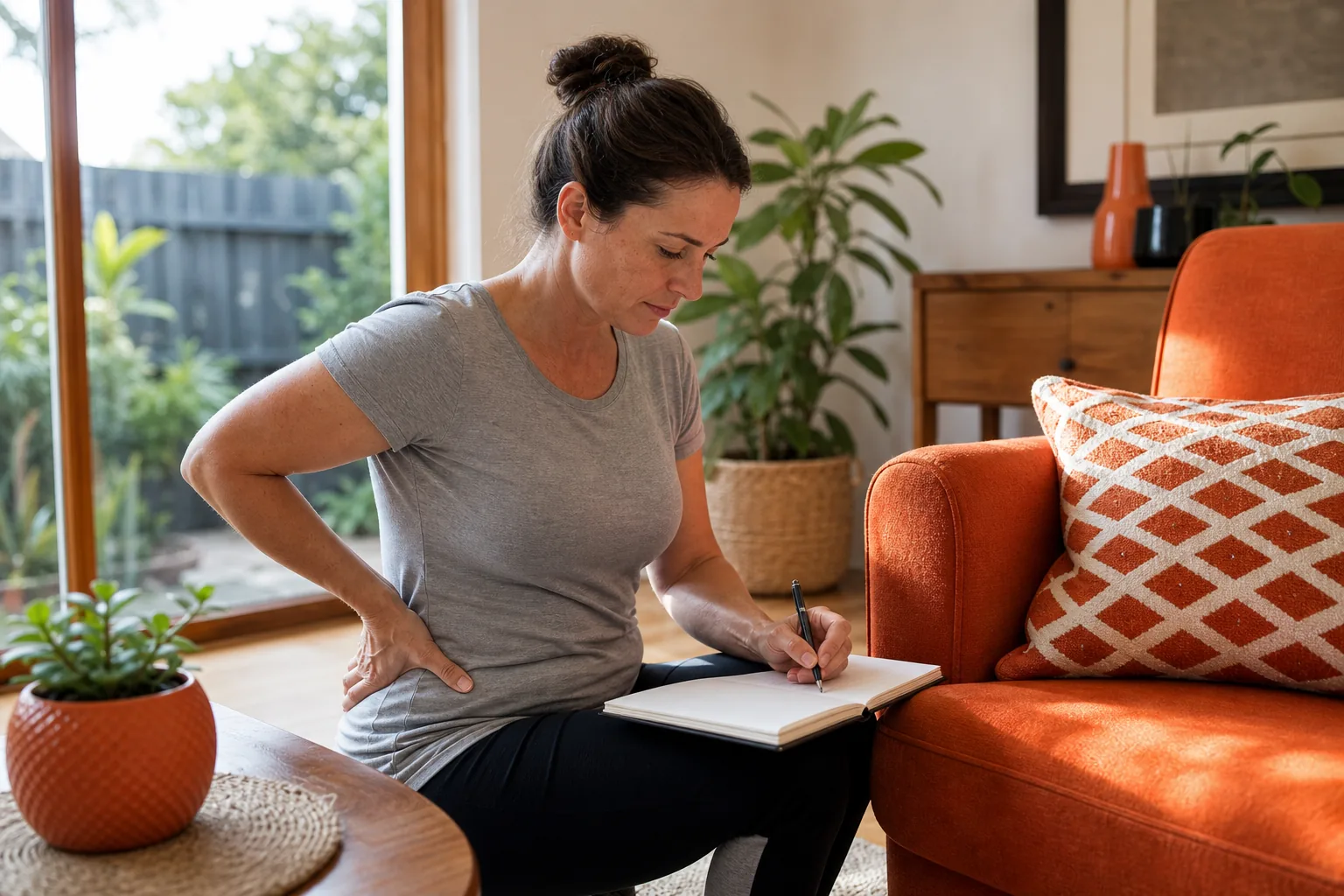 person checking hip pain symptoms before seeing a hip pain chiropractor in Ascot Vale