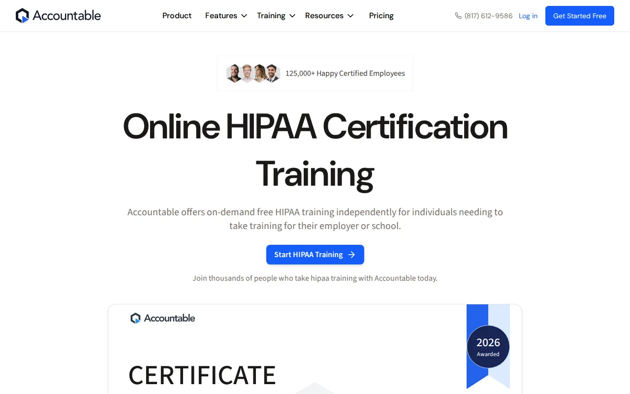 Screenshot of the Accountable HQ website