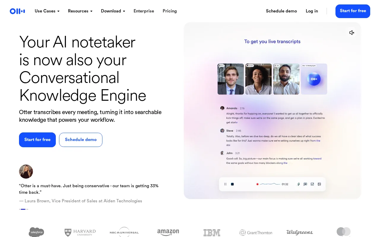 Screenshot of the Otter.ai website