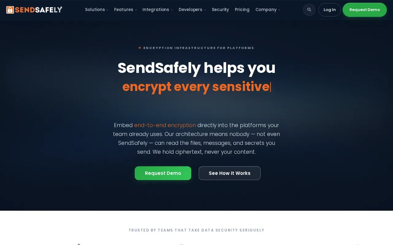 Screenshot of the SendSafely website