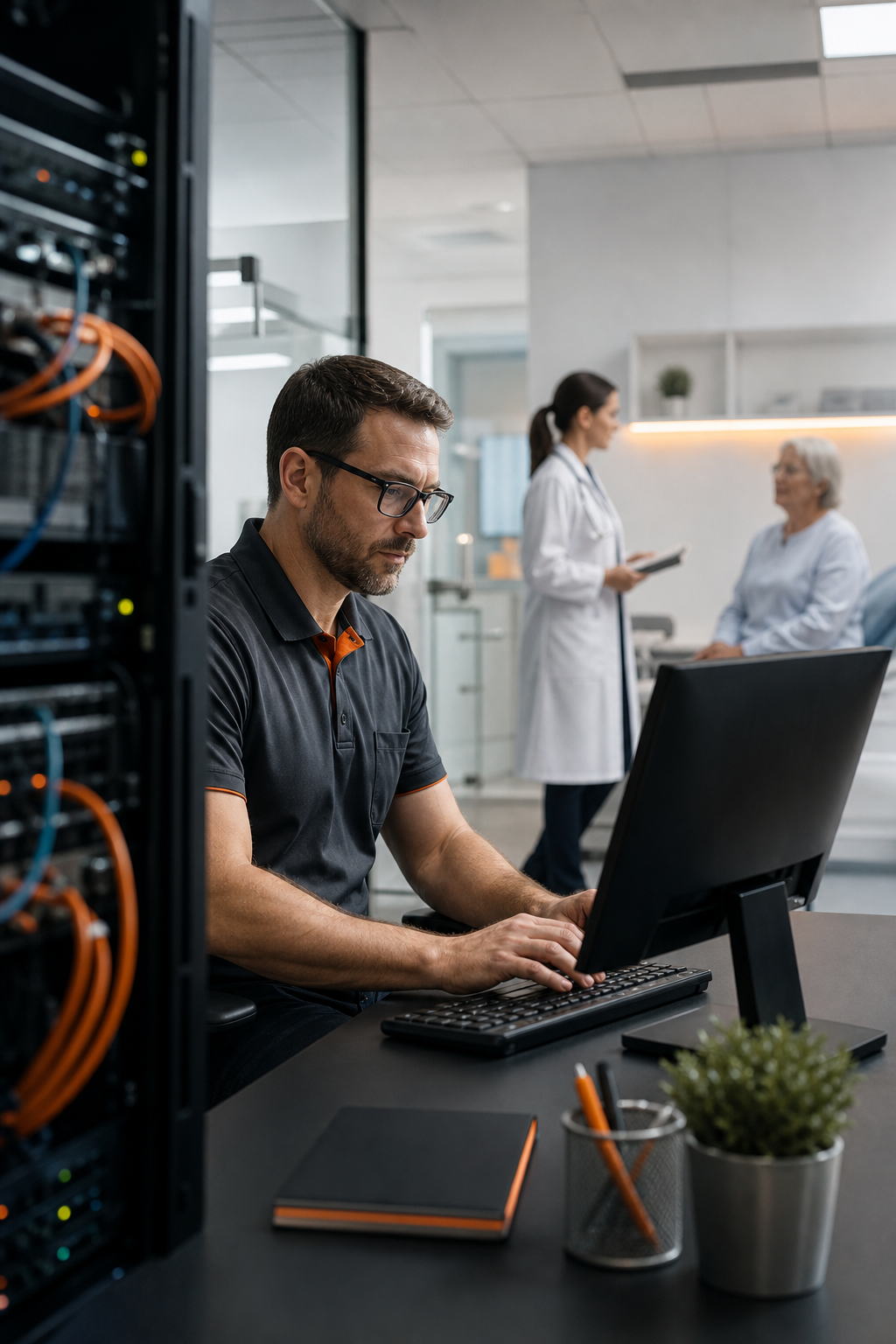 A photorealistic image related to hipaa-compliant-it-services-for-medical-practice. Alt: hipaa-compliant-it-services-for-medical-practice