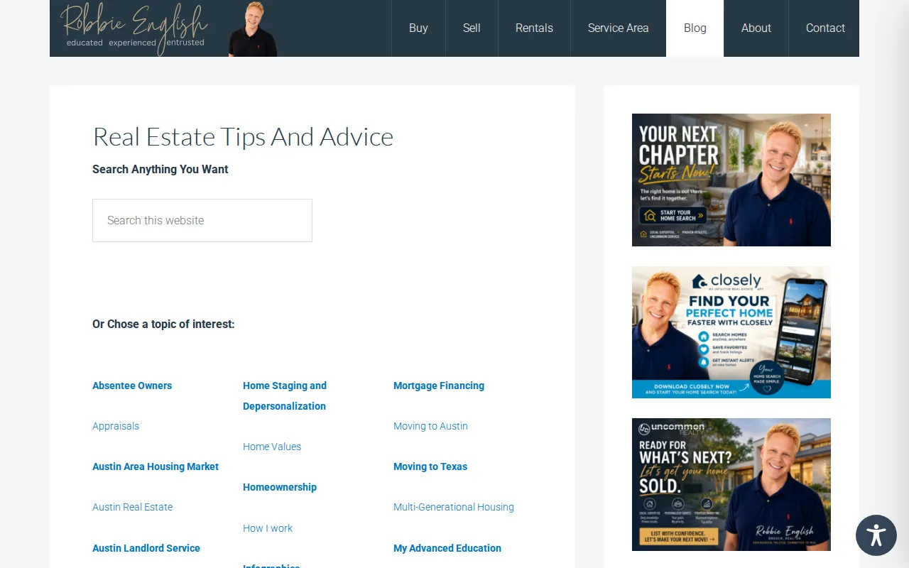 Screenshot of the Robbie English website
