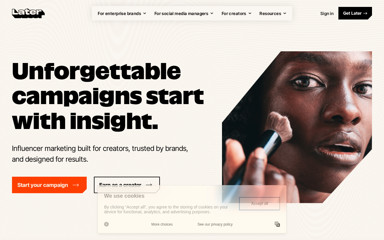 Later homepage screenshot