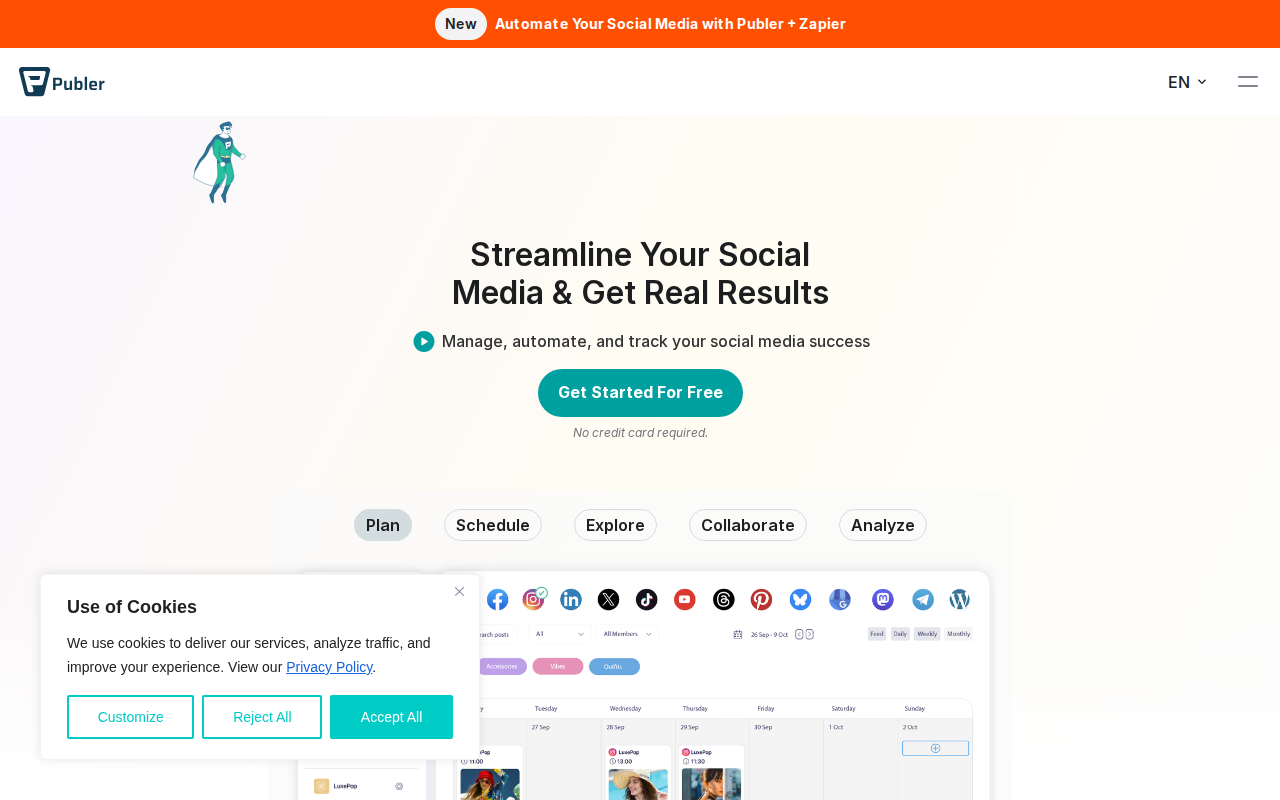 Publer homepage screenshot